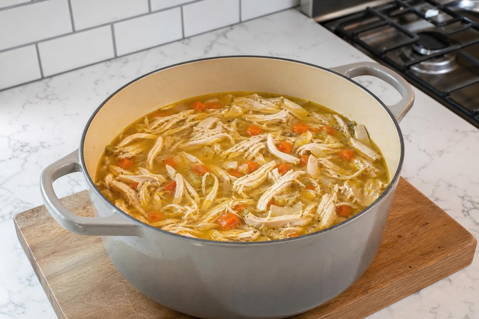 Step 3: Simmer and shred