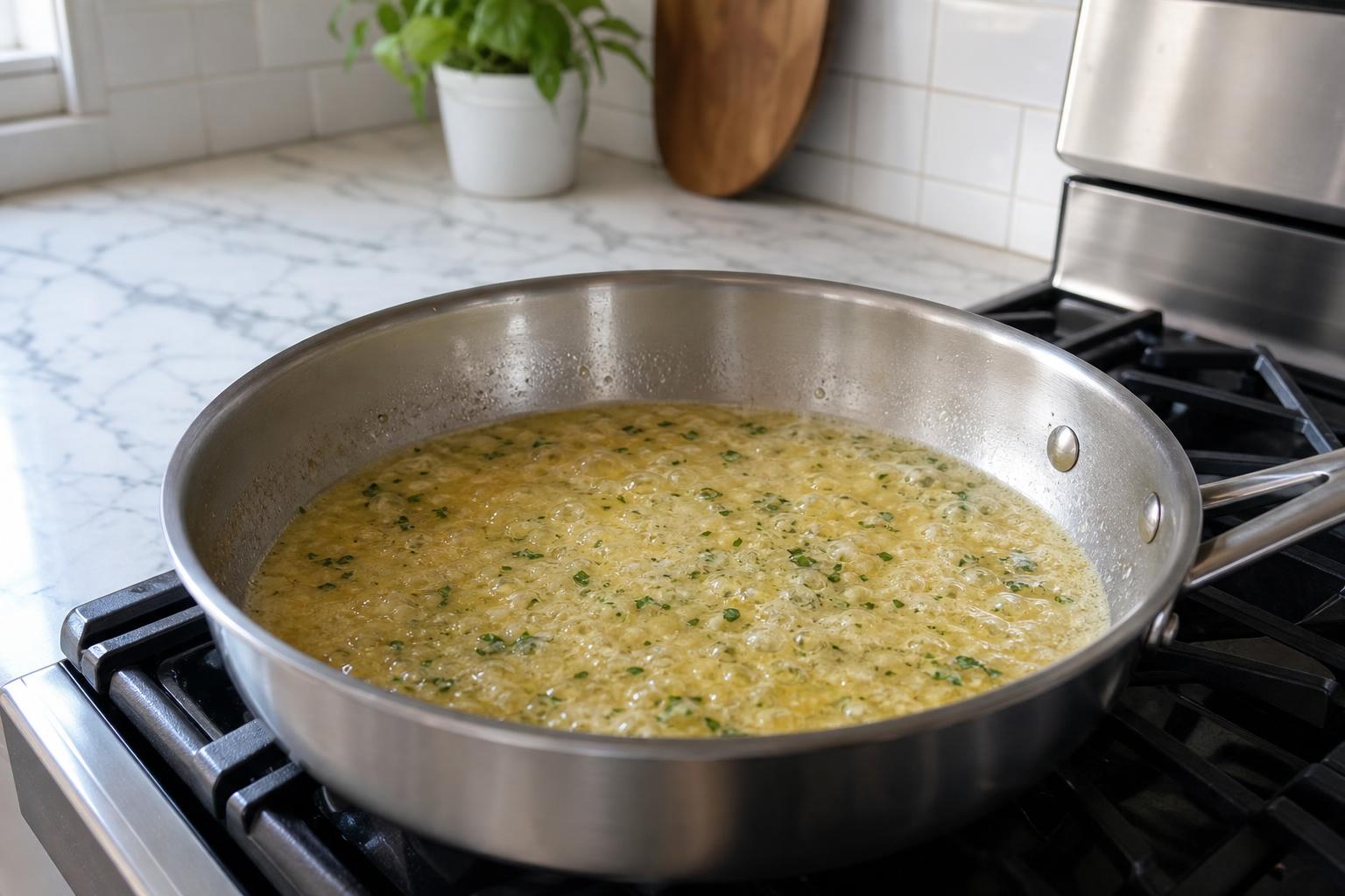 Step 3: Build the scampi sauce